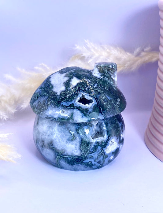 Druzy Moss Agate Mushroom Cottage