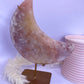 Large Pink Amethyst Moon On Stand