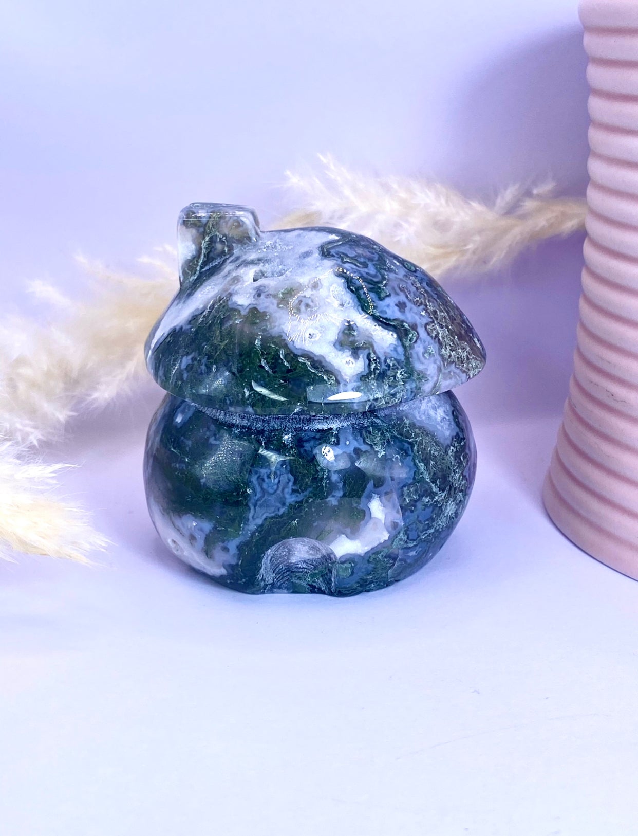Druzy Moss Agate Mushroom Cottage